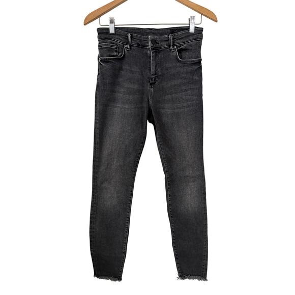 Allsaints Grey Miller Skinny Jeans/Denim High Rise Frayed Bottoms Moto/Party-28 - Picture 1 of 8